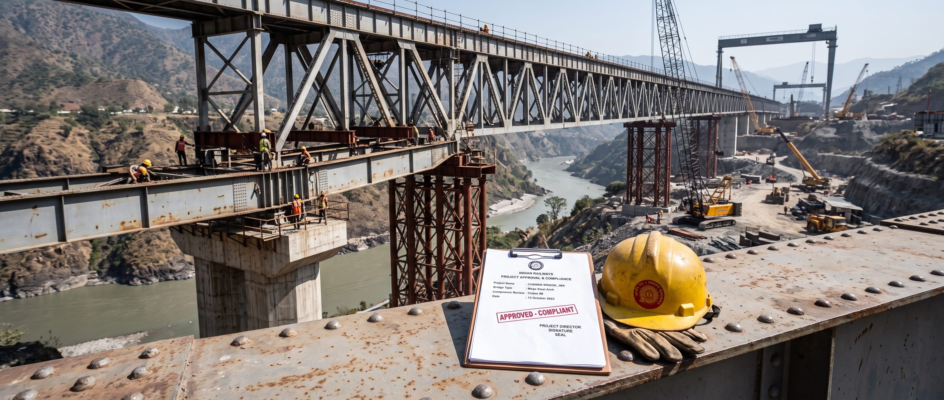 A massive Indian railway bridge under construction highlighting domestic infrastructure