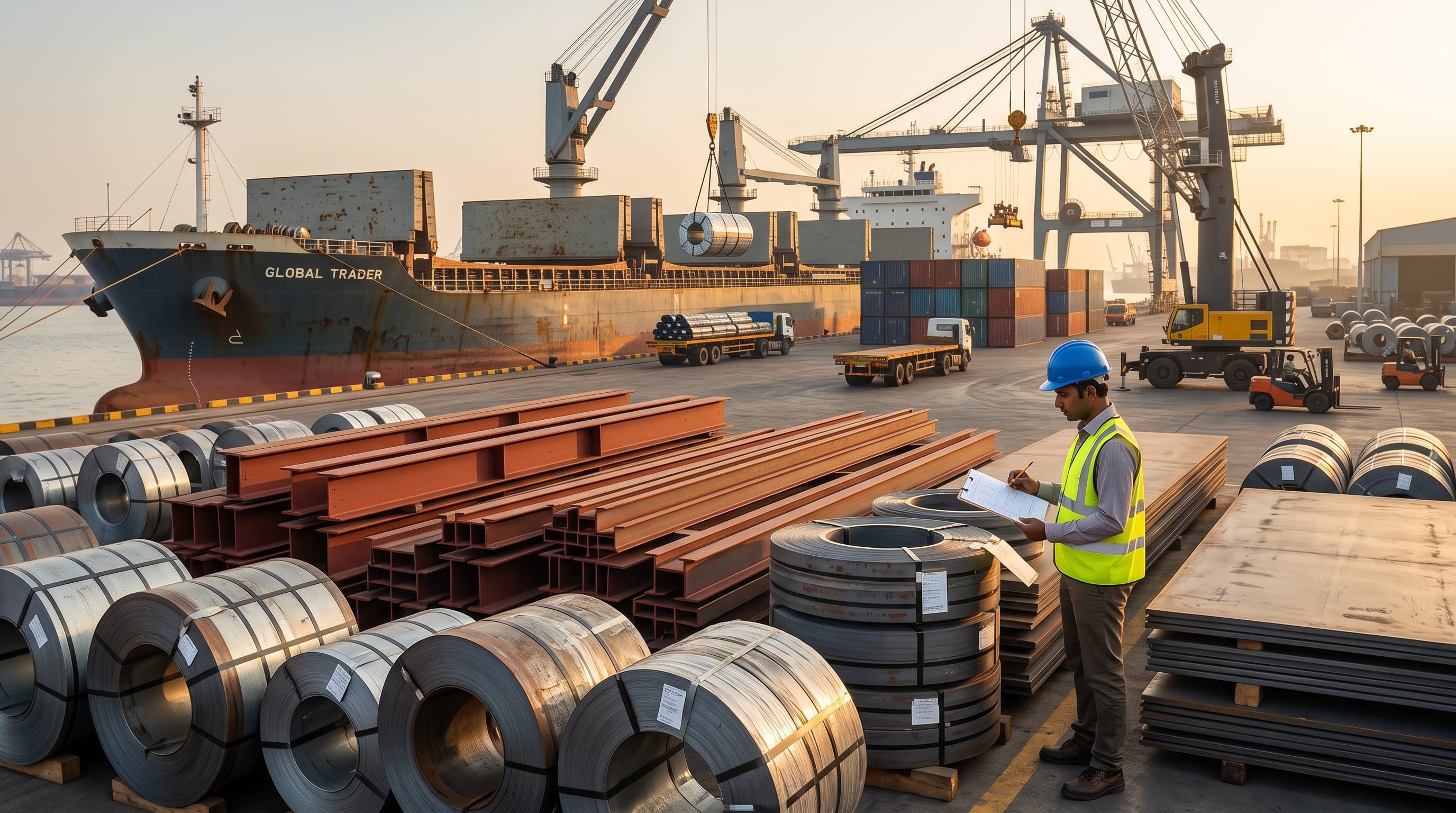 Indian steel coils and structural steel prepared for export to Europe